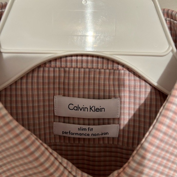 Calvin Klein SlimFit Performance Stretch pink/gray checked dress shirt - Picture 4 of 5